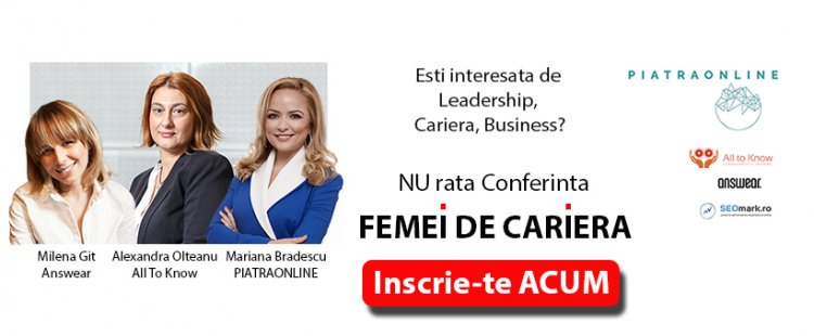Participa la conferinta "Femei de cariera" - editia a IX-a. Profita de super pretul de Very Early Bird!