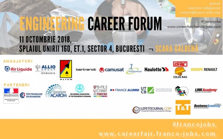 Companiile angajează ingineri la Engineering Career Forum pe 11 octombrie 2018 în București.