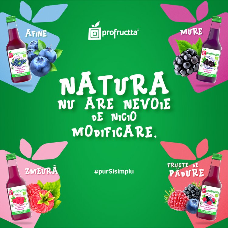 Profructta, producătorul român de sucuri 100% naturale, din Campulung Muscel lansează gama de sucuri certificate ecologic