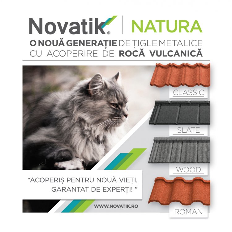 Novatik NATURA – o noua generație de țigle metalice cu acoperire de rocă vulcanică