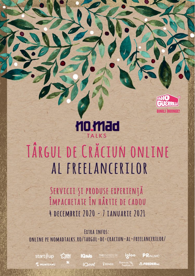 Experiențe împachetate în hârtie de cadou la Târgul de Crăciun online al freelancerilor, organizat de NO.MAD Talks