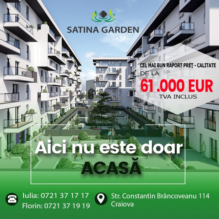 SATINA GARDEN CRAIOVA, proiectul rezidențial care duce confortul la un nivel premium
