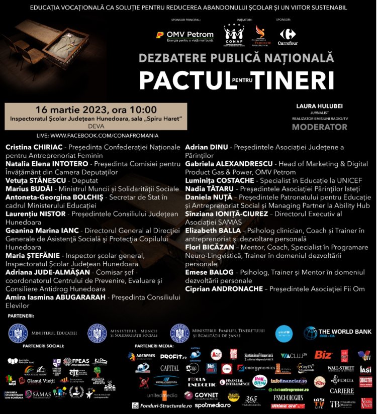 Deva, etapa a șasea a „Pactului pentru Tineri” abandonul școlar poate fi stăpânit dacă există o viziune comună