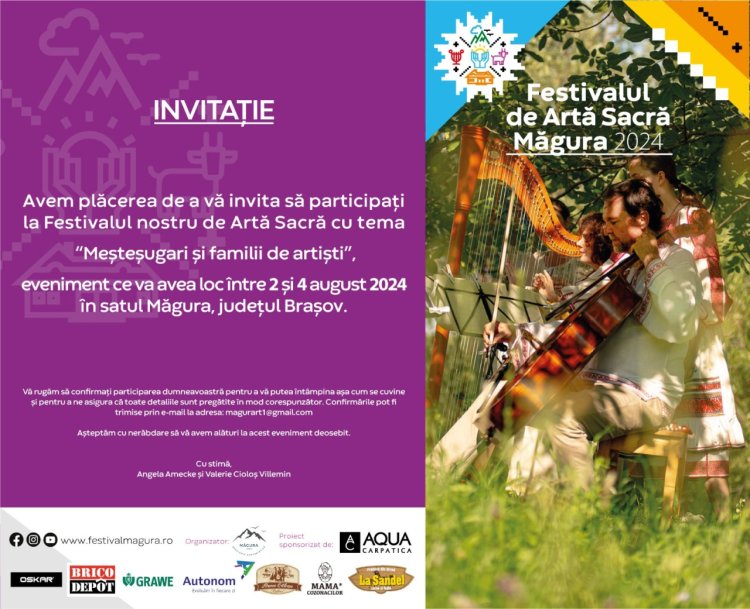 Festival de Artă Sacră Măgura 2024 Meșteșugari și Familii de Artiști – un eveniment care va explora bogăția tradiții