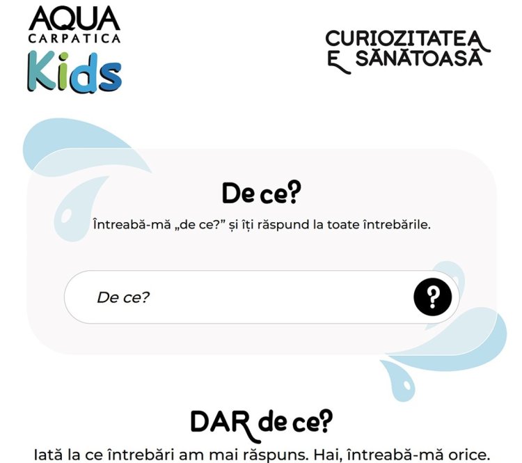 AQUA Carpatica Kids, apa care răspunde la toate întrebările copilului tău